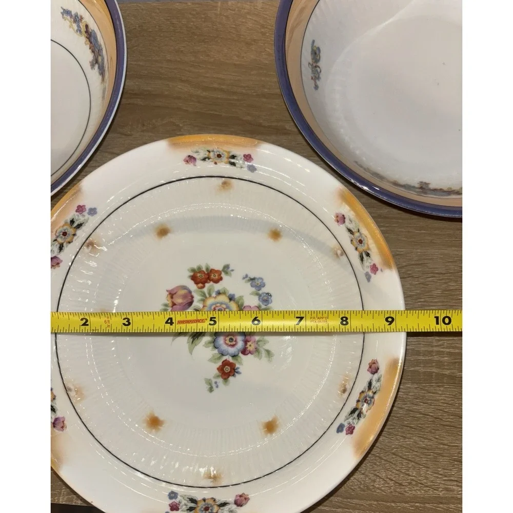 Vintage Bavarian Porcelain Floral Serving Bowls Set of 3 (Lusterware) Antique